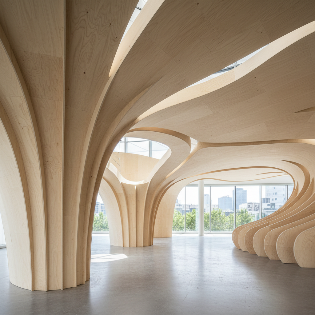 Esnek kontrplak 3 Esnek kontrplak - Esnek Yüzeylerin Gücü: Mimari ve Tasarımda Yenilikler