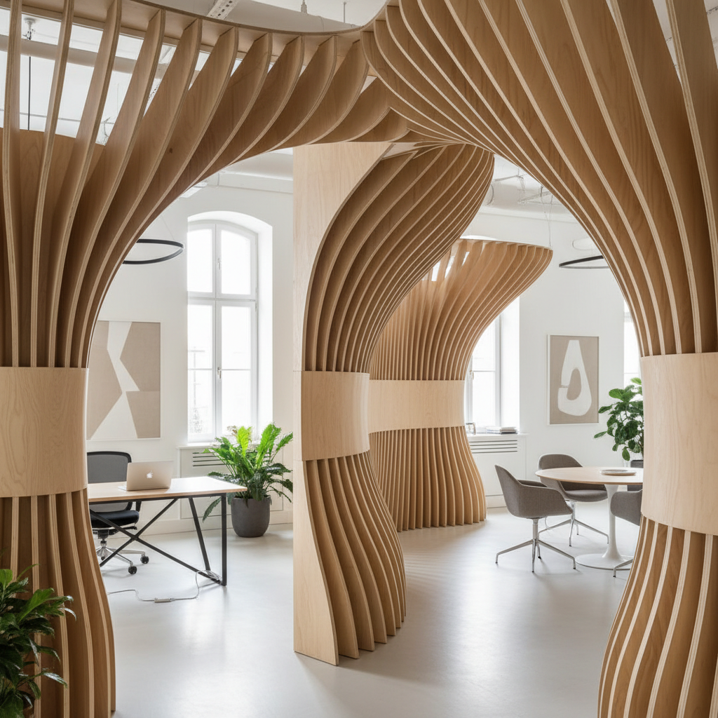 Esnek kontrplak 4 Esnek kontrplak - Uygulama Alanları ve Avantajları: Esnekliğin Pratik Kullanımı